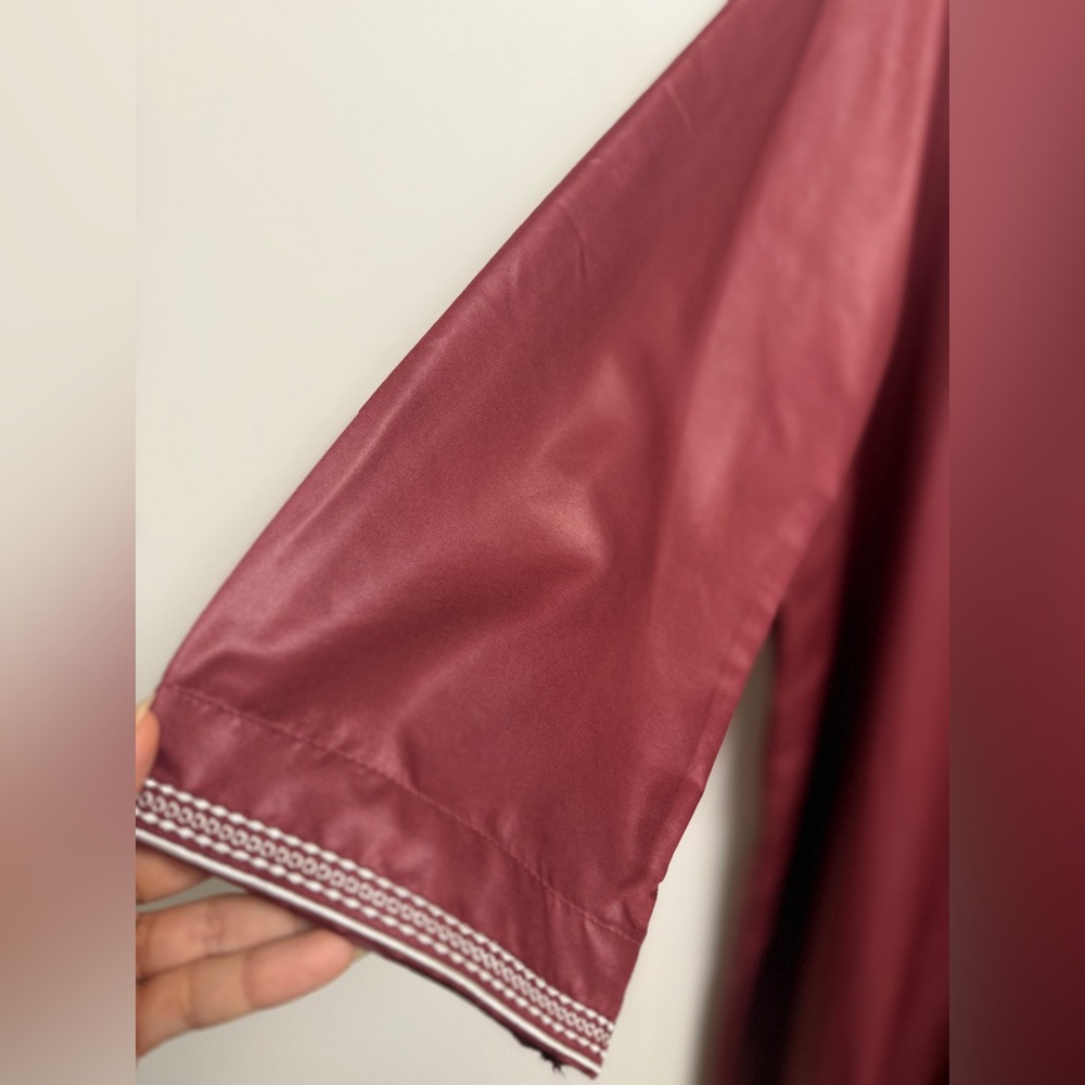 Men's Classic Embroidered Long Sleeve Shirt - Burgundy - Picture 3 of 4